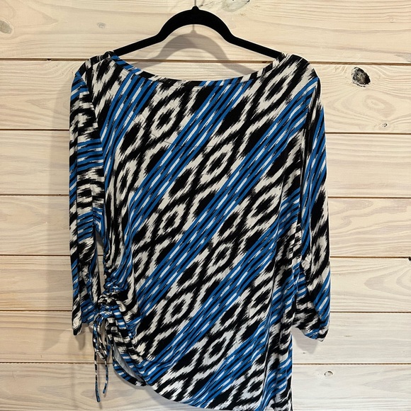 Ruby Rd. Vibrant Blue and Black Patterned Top - Picture 2 of 5